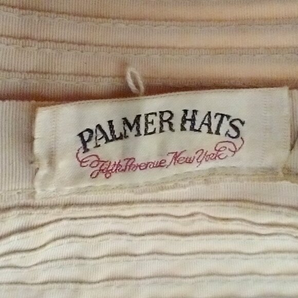 Vintage Palmer Ribbon Hat Size Small Ladies Tan Cloche With Bow - Picture 10 of 16